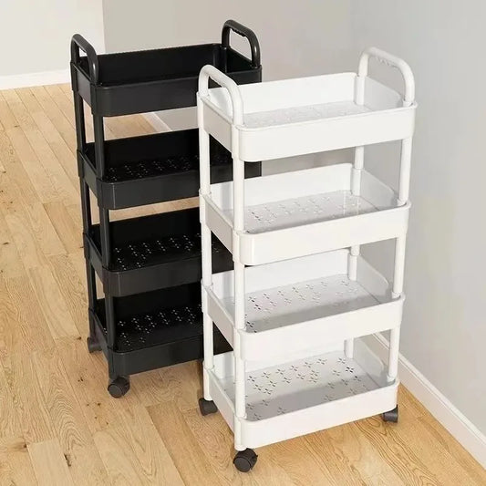 Household Multi-layer Small Cart Storage Rack Floor To Floor Kitchen Bedroom Bathroom Storage Rack Storage Rack With Wheels